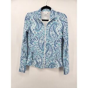 Sigrid Olsen Golf Tennis Jacket XS Blue Paisley‎ Print Full Zip Activewear